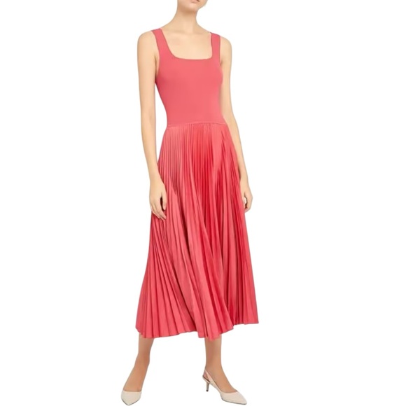 Theory Dresses & Skirts - NEW Theory Square Neck Ribbed Sleeveless A Line MIDI Dress size Small Watermelon